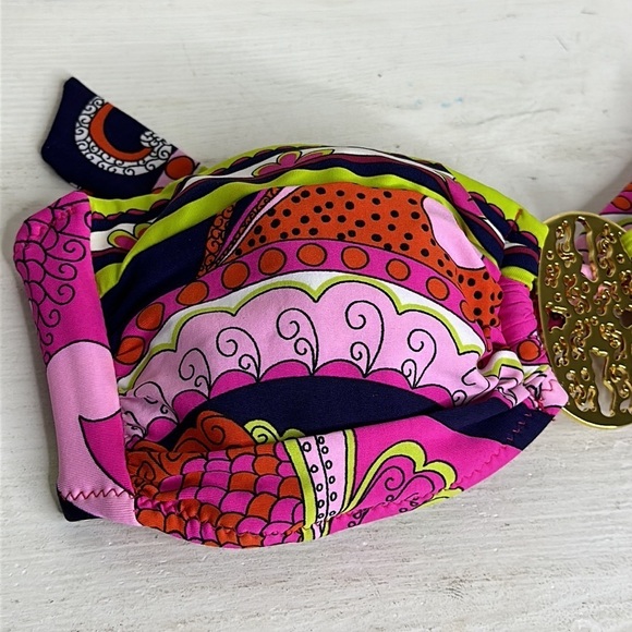 T25 Trina Turk Center Medallion Circular pattern tube top bikini top size 4 - Picture 6 of 15